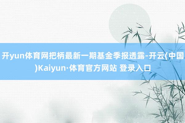 开yun体育网把柄最新一期基金季报透露-开云(中国)Kaiyun·体育官方网站 登录入口